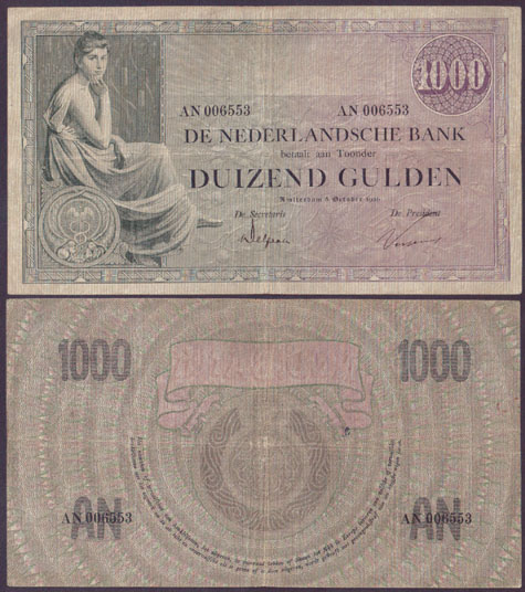 1926 Netherlands 1,000 Gulden (VF)